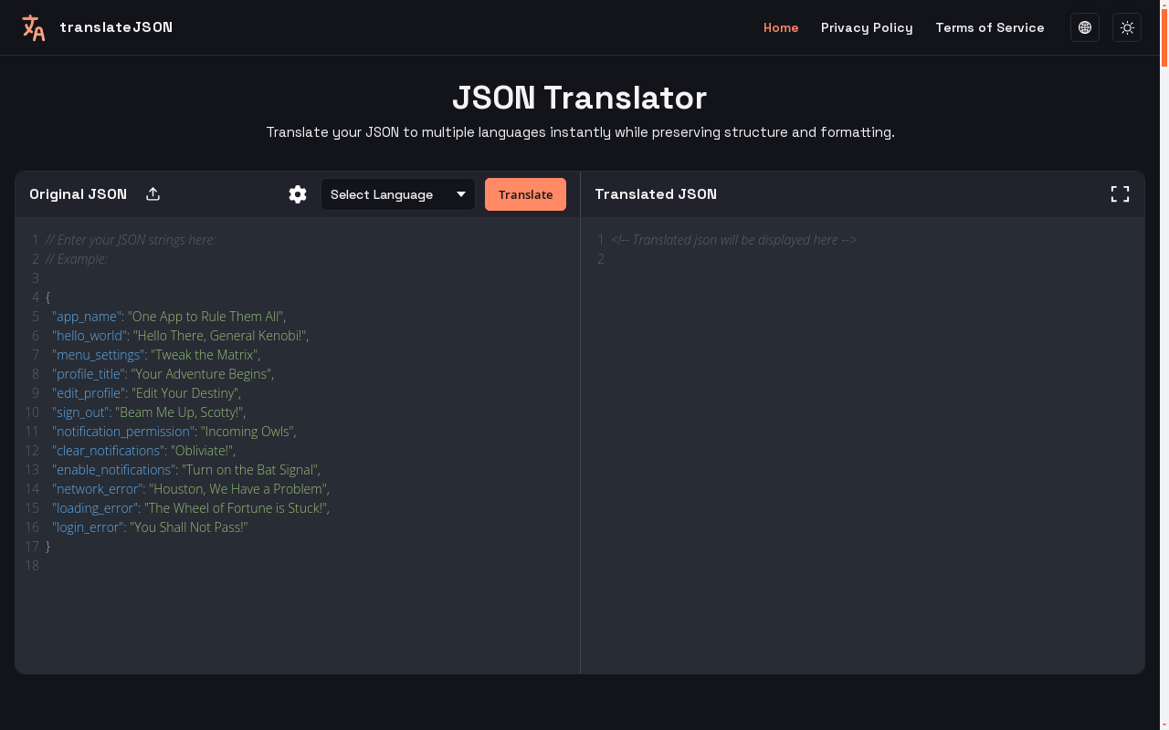 JSON Translator - Translate JSON to 140 Languages